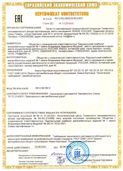 15.04.2022 Волжский - Приложение к сертификату соответствия железобетонных изделий - бортовые искуственные камни БР